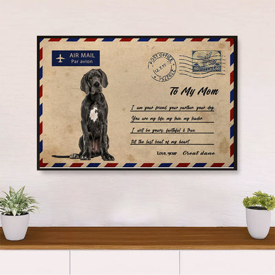 Great Dane Airmail to Mom Dog Canvas Wall Art Prints | Home Décor Gift for Great Dane Puppies Lover