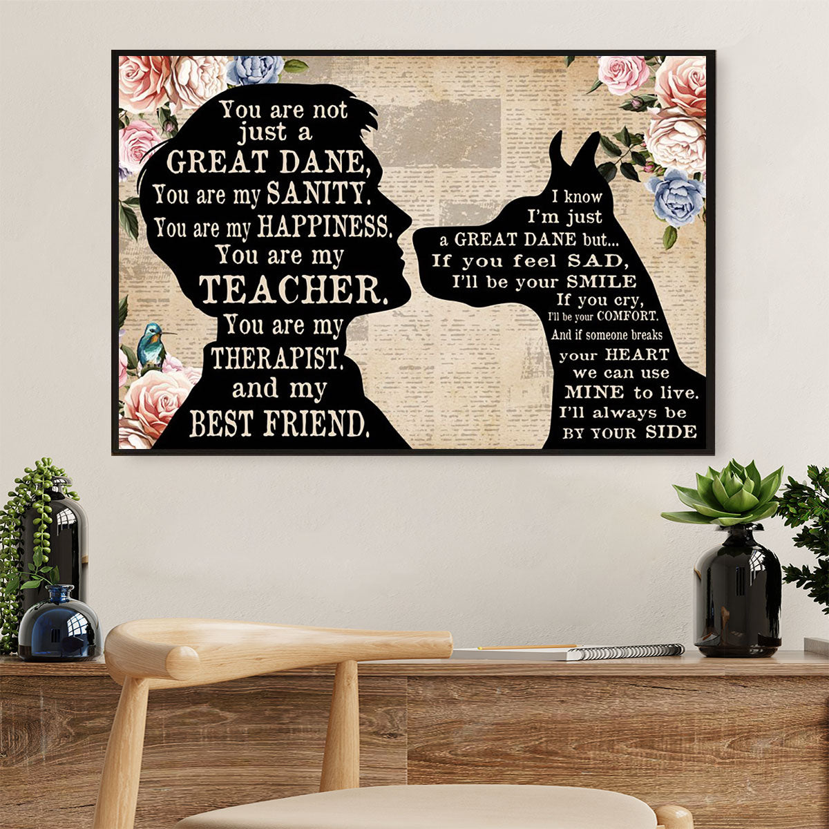 Great Dane From Daddy to Dog Poster Prints | Wall Art Gift for Great Dane Puppies Lover