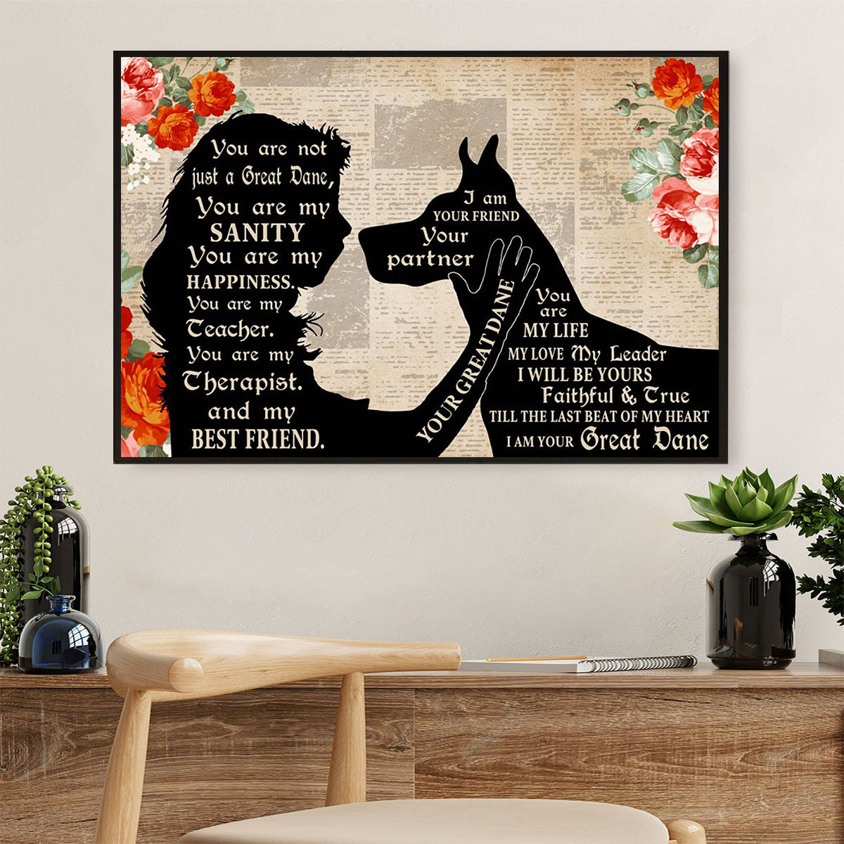 Great Dane From Child to Dog Poster Prints | Wall Art Gift for Great Dane Puppies Lover