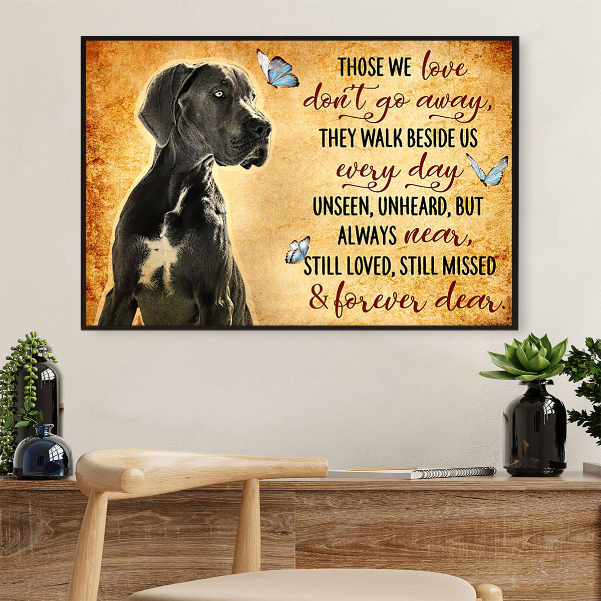 Great Dane Memorial Passed Away Dog Poster Prints | Wall Art Gift for Great Dane Puppies Lover