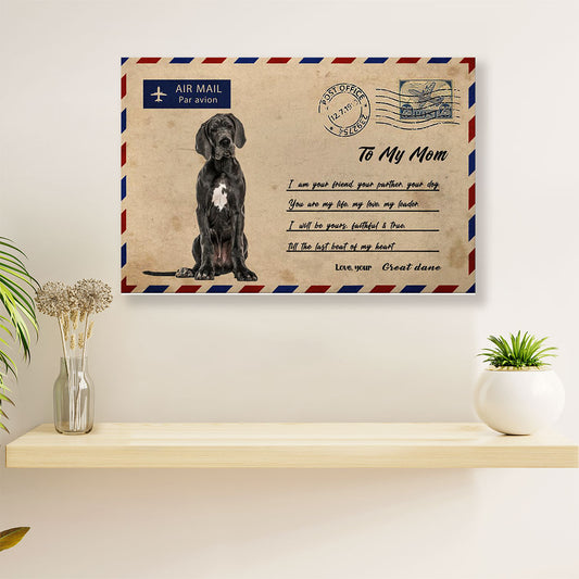 Great Dane Airmail to Mom Dog Canvas Wall Art Prints | Home Décor Gift for Great Dane Puppies Lover