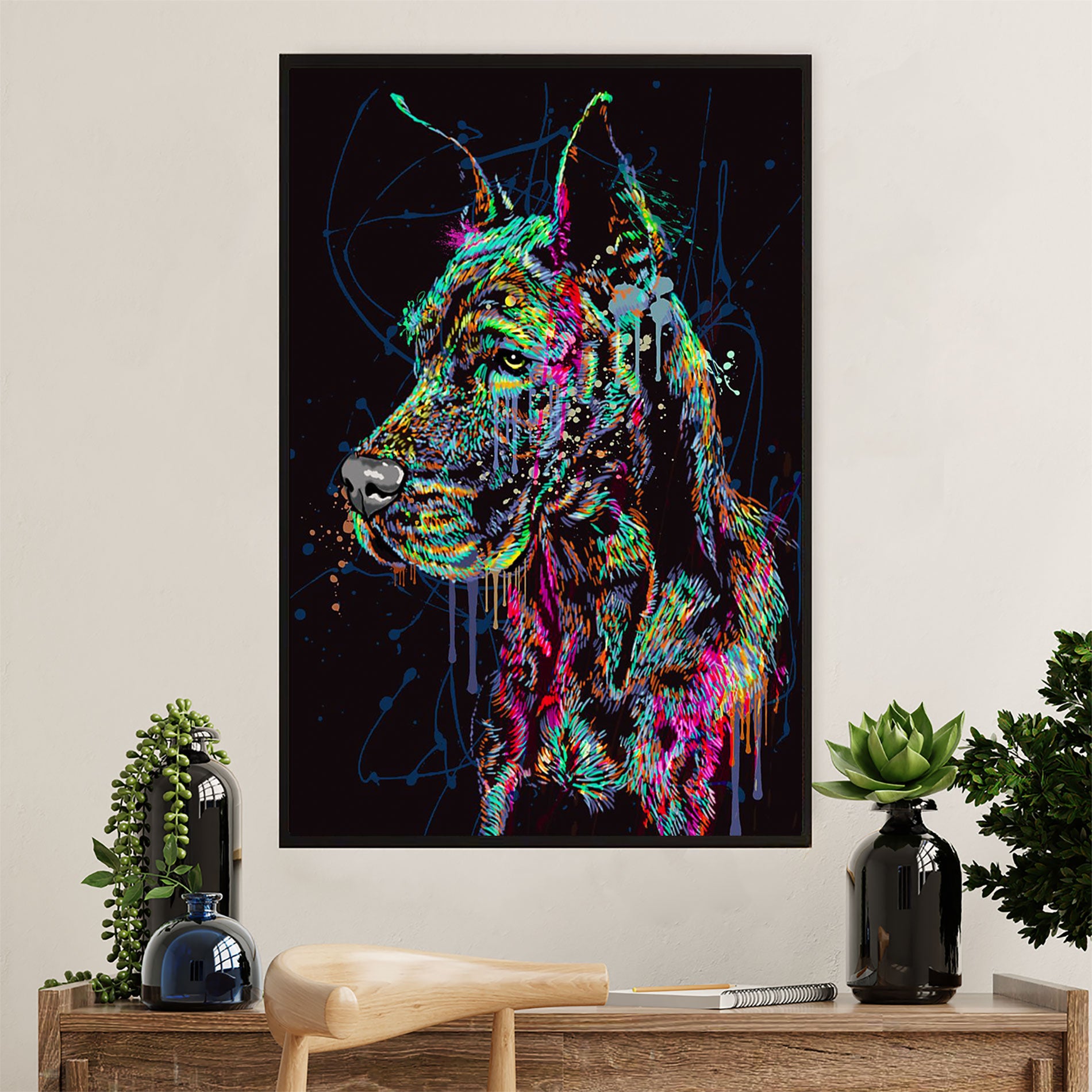 Great Dane Canvas Prints | Watercolor Dog Painting | Wall Art Gift for Great Dane Puppies Lover