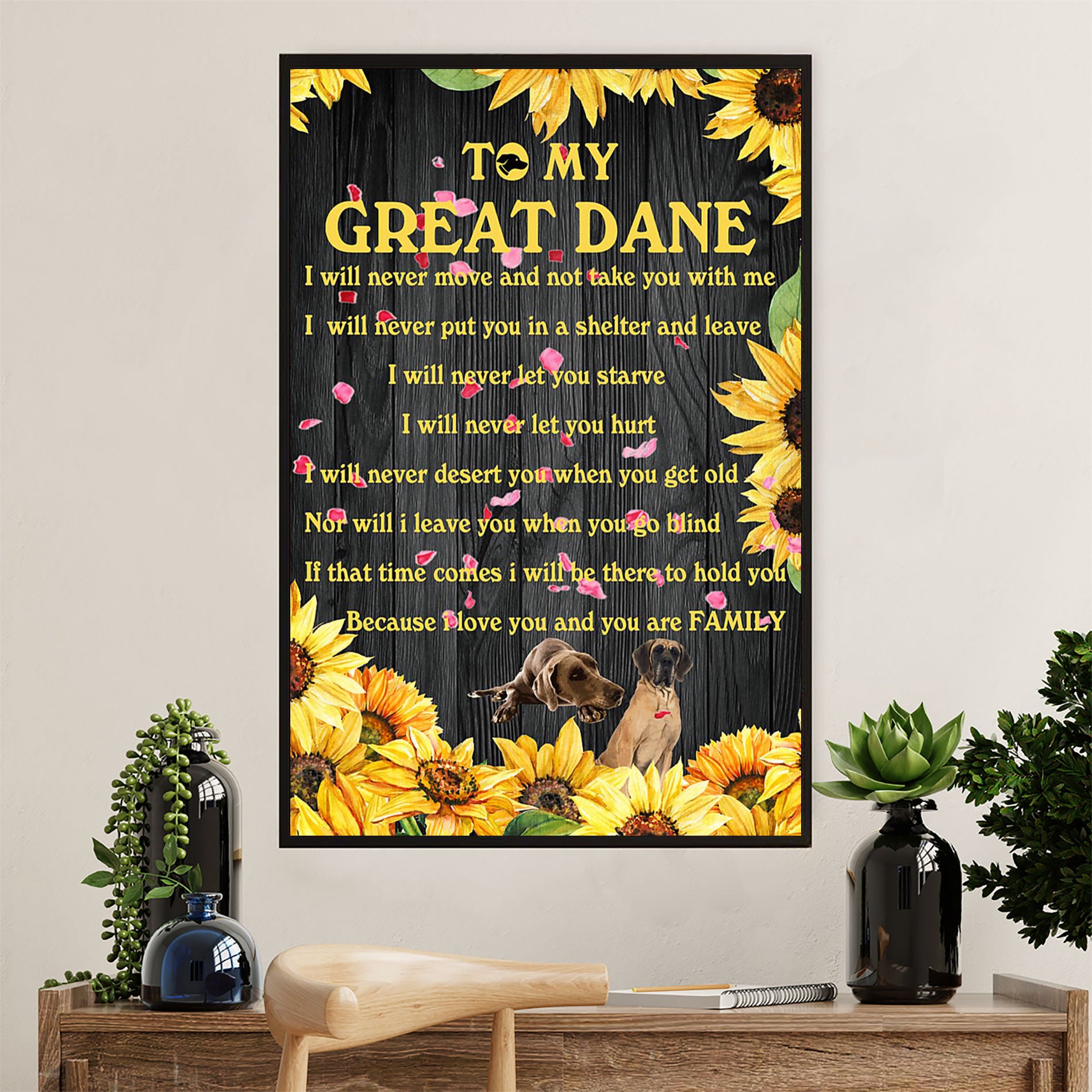 Great Dane Poster Prints | From Dog Owner to Dog | Wall Art Gift for Great Dane Puppies Lover