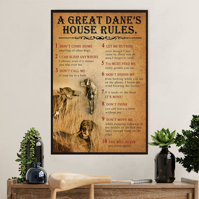 Great Dane Canvas Prints | Dog's House Rules | Wall Art Gift for Great Dane Puppies Lover