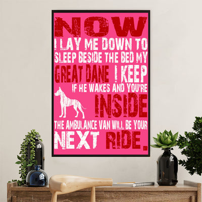 Great Dane Canvas Prints | Sleep Beside The Bed | Wall Art Gift for Great Dane Puppies Lover
