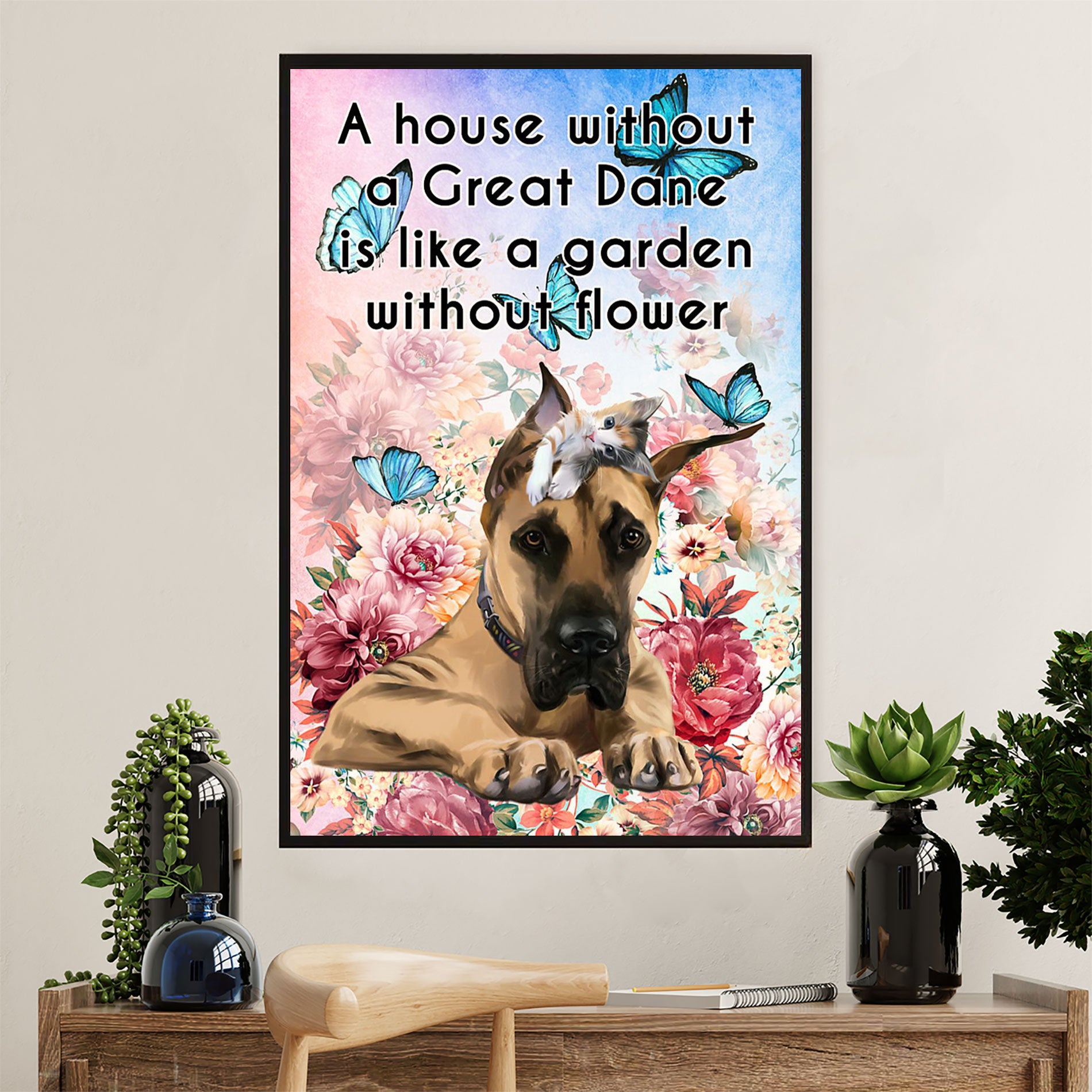 Great Dane Canvas Prints | House Without A Dog | Wall Art Gift for Great Dane Puppies Lover
