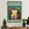 Great Dane Canvas Prints | Time Spent With Dogs & Books | Wall Art Gift for Great Dane Puppies Lover