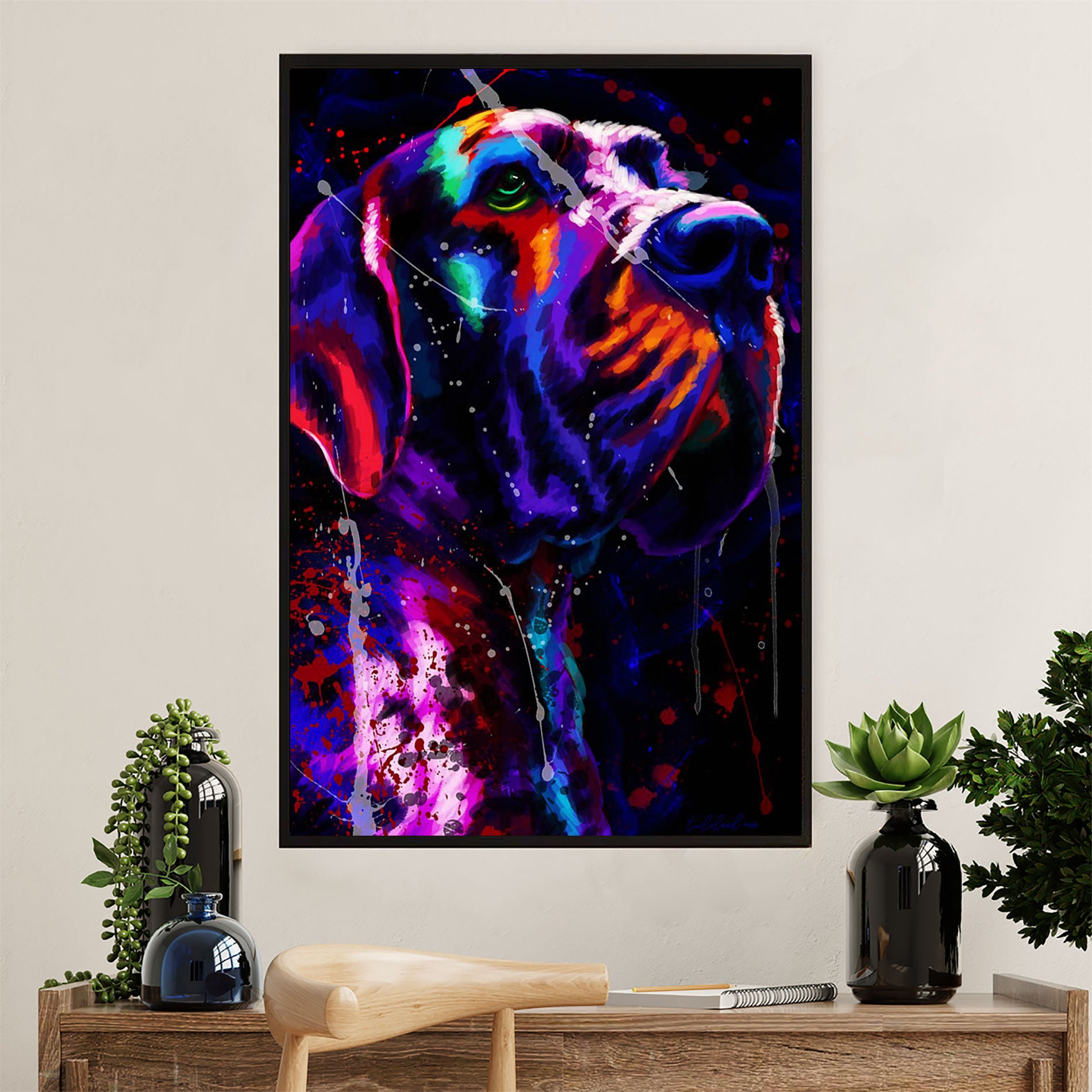 Great Dane Canvas Prints | Watercolor Dog Painting | Wall Art Gift for Great Dane Puppies Lover