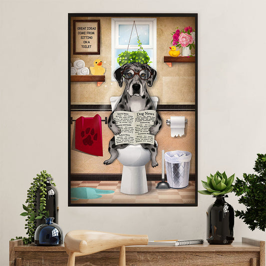 Great Dane Poster Prints | Funny Dog in Toilet | Wall Art Gift for Great Dane Puppies Lover