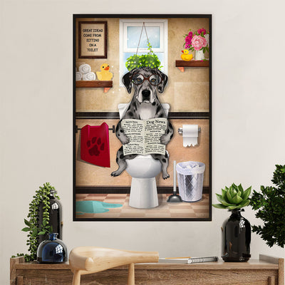 Great Dane Poster Prints | Funny Dog in Toilet | Wall Art Gift for Great Dane Puppies Lover