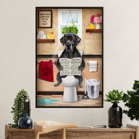 Great Dane Poster Prints | Funny Dog in Toilet | Wall Art Gift for Great Dane Puppies Lover