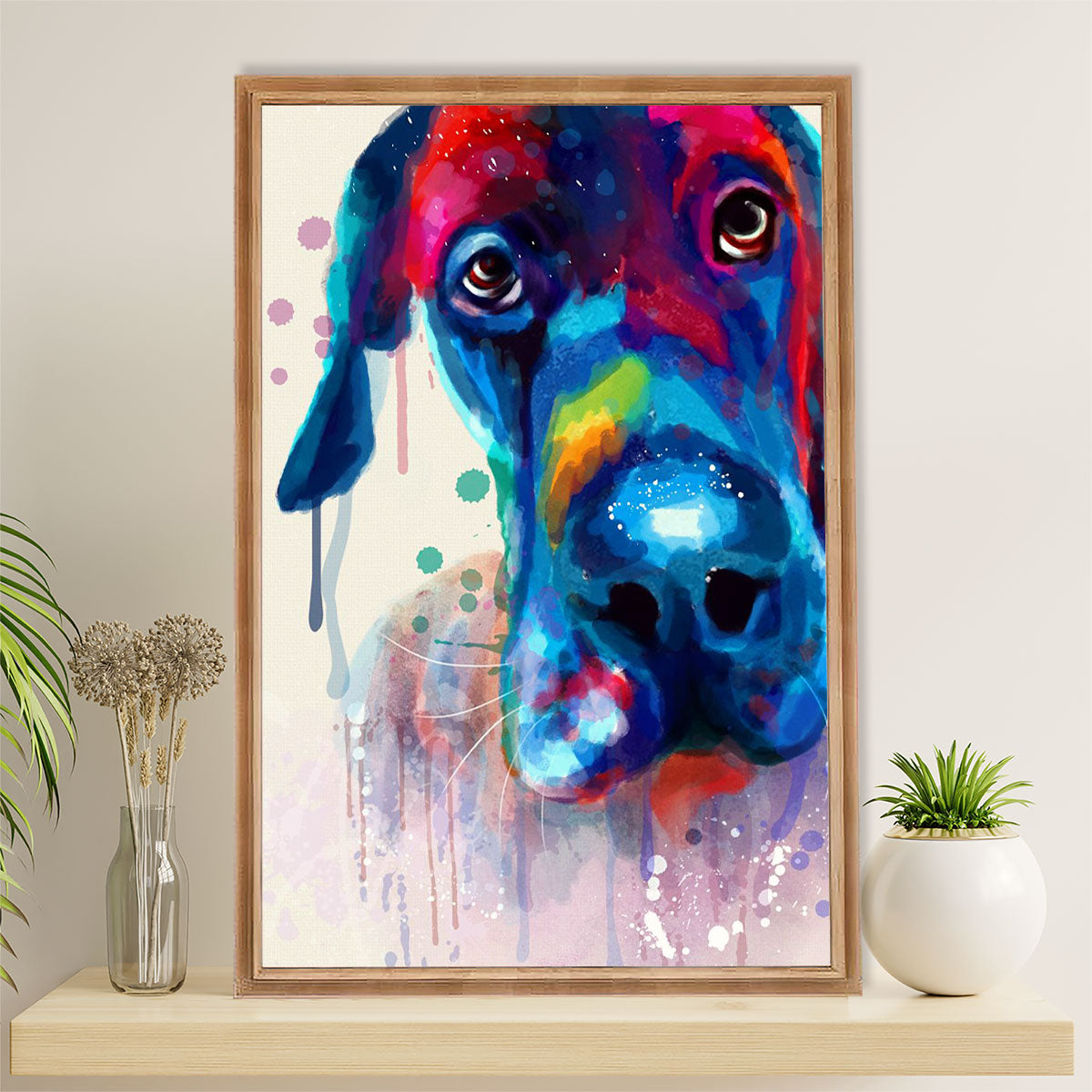 Great Dane Canvas Prints | Watercolor Dog Painting | Wall Art Gift for Great Dane Puppies Lover