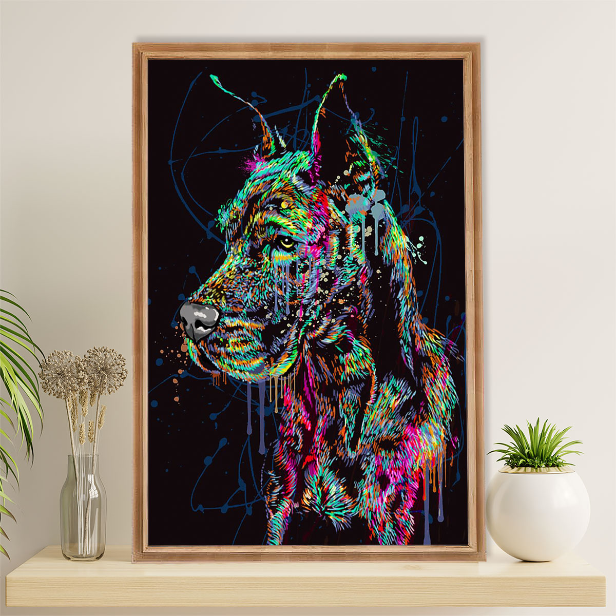 Great Dane Canvas Prints | Watercolor Dog Painting | Wall Art Gift for Great Dane Puppies Lover