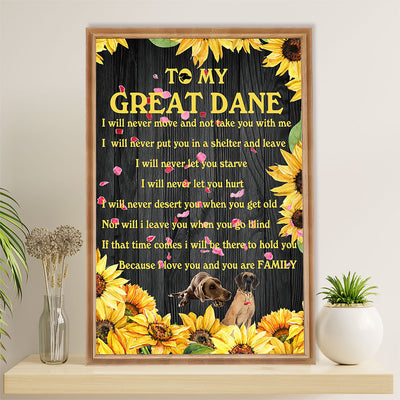 Great Dane Poster Prints | From Dog Owner to Dog | Wall Art Gift for Great Dane Puppies Lover