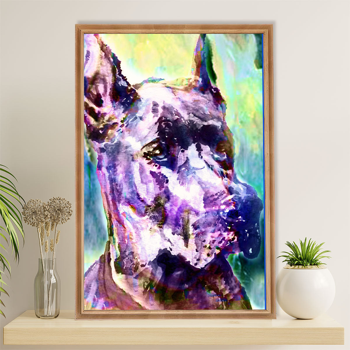 Great Dane Canvas Prints | Watercolor Dog Painting | Wall Art Gift for Great Dane Puppies Lover