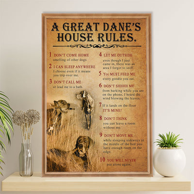 Great Dane Canvas Prints | Dog's House Rules | Wall Art Gift for Great Dane Puppies Lover