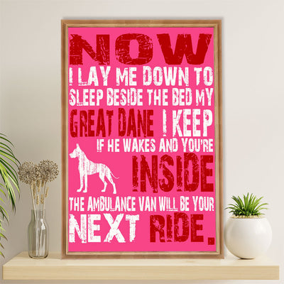 Great Dane Canvas Prints | Sleep Beside The Bed | Wall Art Gift for Great Dane Puppies Lover