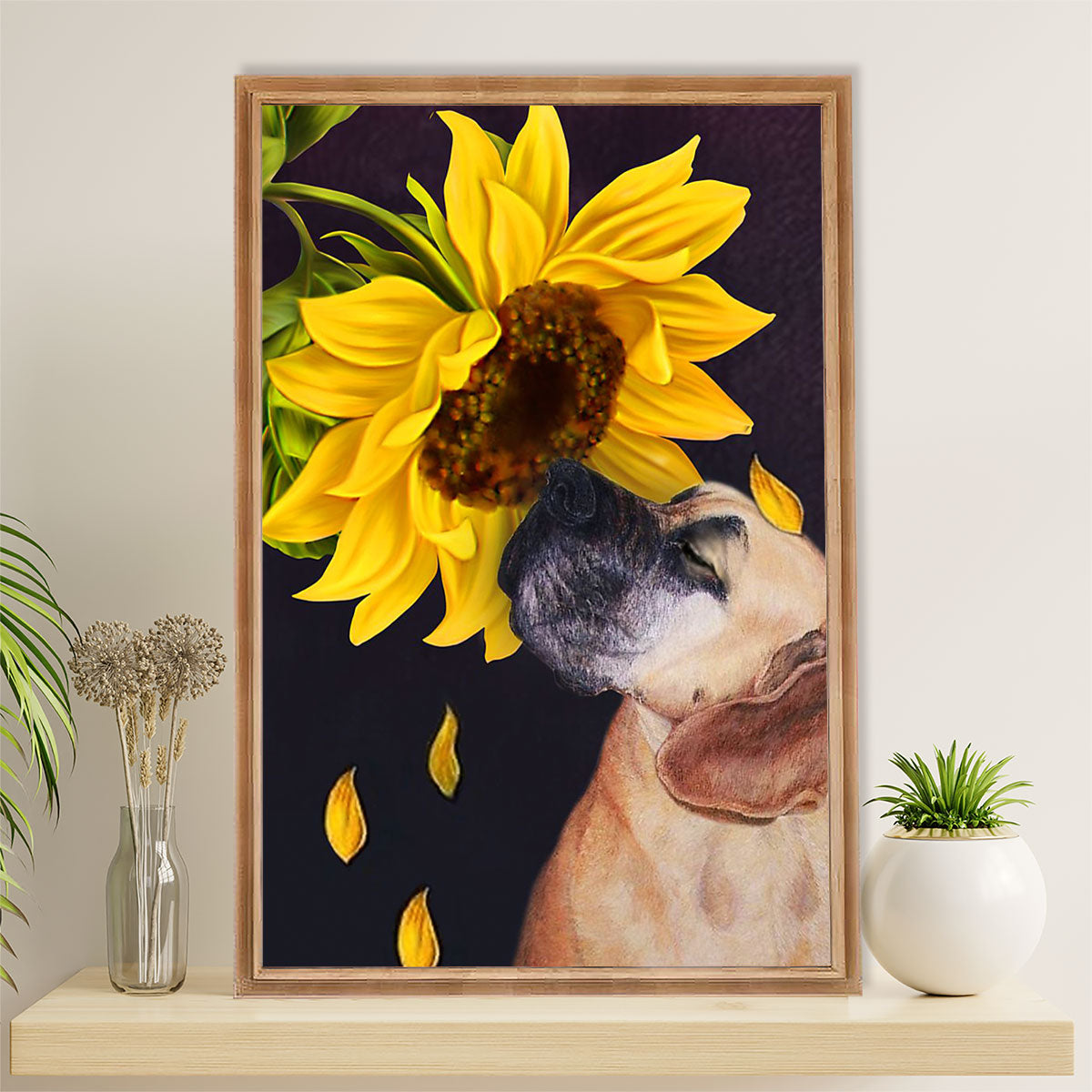Great Dane Canvas Prints | Dog Sunflower | Wall Art Gift for Great Dane Puppies Lover