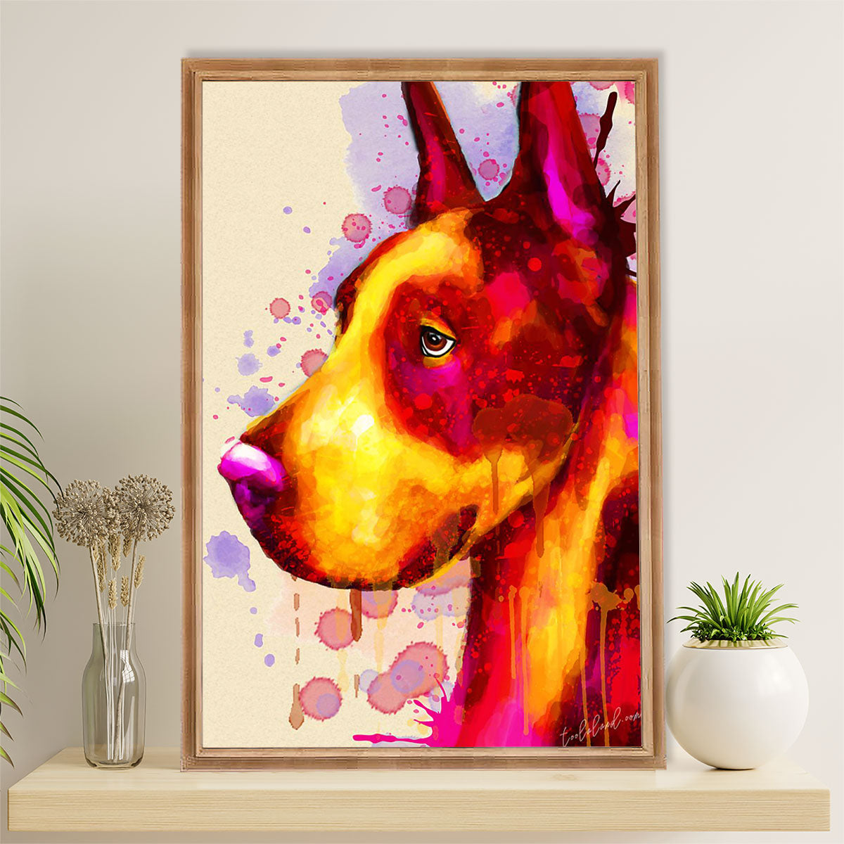 Great Dane Canvas Prints | Watercolor Dog Painting | Wall Art Gift for Great Dane Puppies Lover