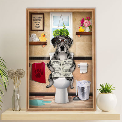 Great Dane Poster Prints | Funny Dog in Toilet | Wall Art Gift for Great Dane Puppies Lover