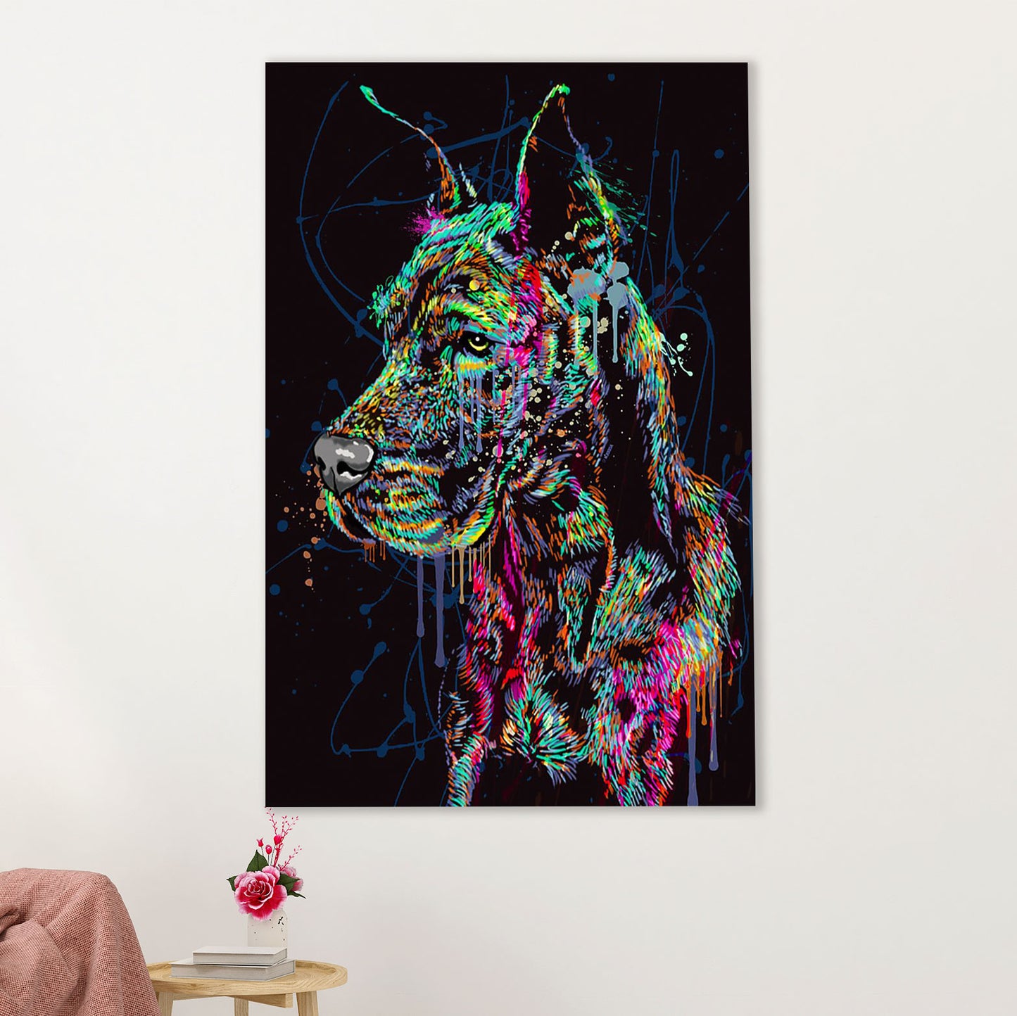 Great Dane Canvas Prints | Watercolor Dog Painting | Wall Art Gift for Great Dane Puppies Lover