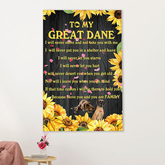 Great Dane Canvas Prints | From Dog Owner to Dog | Wall Art Gift for Great Dane Puppies Lover