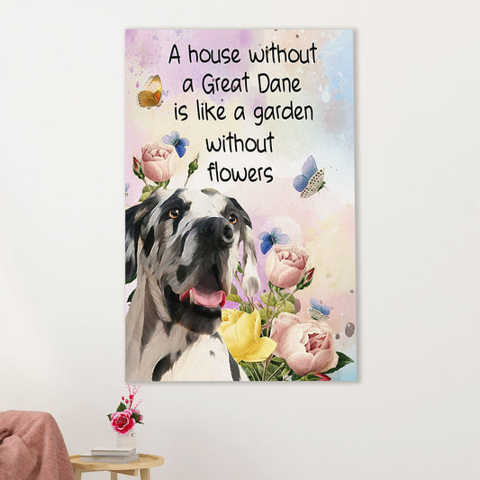 Great Dane Canvas Prints | House Without Great Dane | Wall Art Gift for Great Dane Puppies Lover
