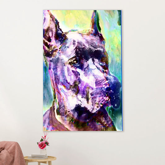 Great Dane Canvas Prints | Watercolor Dog Painting | Wall Art Gift for Great Dane Puppies Lover