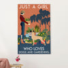 Great Dane Poster Prints | Girl Loves Dogs & Gardening | Wall Art Gift for Great Dane Puppies Lover