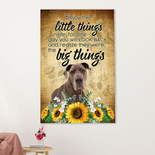 Great Dane Canvas Prints | Enjoy The Little Things Dog Sunflower | Wall Art Gift for Great Dane Puppies Lover