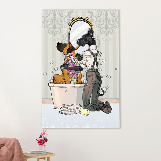 Great Dane Canvas Prints | Funny Dog in Bath | Wall Art Gift for Great Dane Puppies Lover