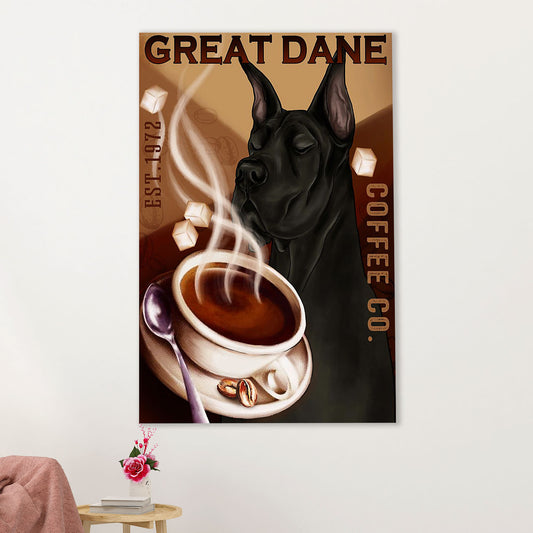 Great Dane Canvas Prints | Funny Dog Coffee | Wall Art Gift for Great Dane Puppies Lover