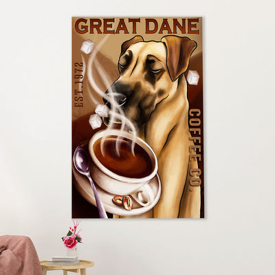 Great Dane Canvas Prints | Funny Dog Coffee | Wall Art Gift for Great Dane Puppies Lover