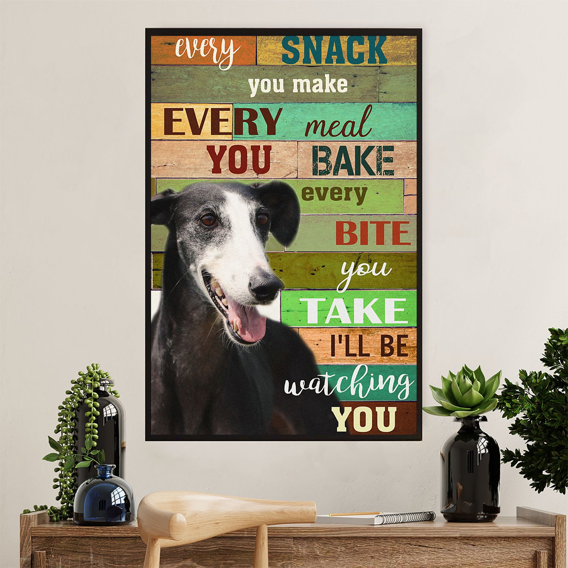 Greyhound Dog Canvas Prints | I'll Be Watching You | Wall Art Gift for Greyhound Puppies Lover