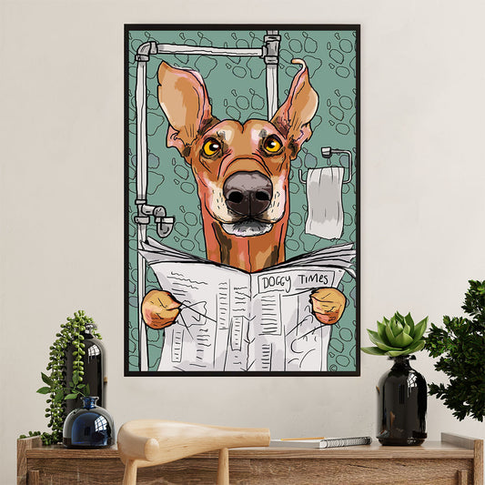 Greyhound Dog Poster Prints | Funny Dog in Toilet Doggy Times | Wall Art Gift for Greyhound Puppies Lover