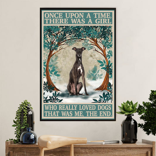 Greyhound Dog Poster Prints | Girl Loves Dogs | Wall Art Gift for Greyhound Puppies Lover