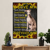 Greyhound Dog Poster Prints | Sunflower - Love My Greyhound | Wall Art Gift for Greyhound Puppies Lover