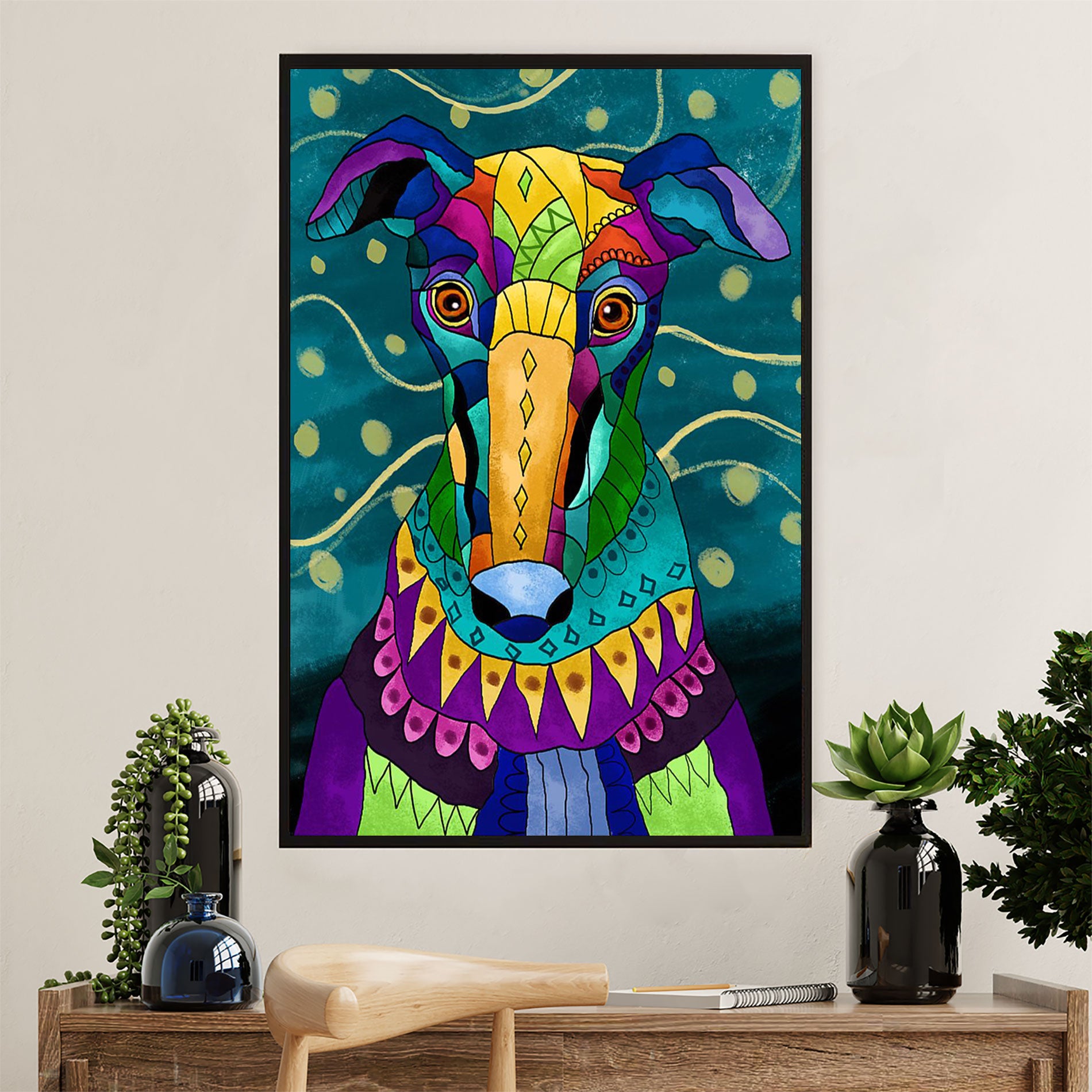 Greyhound Dog Canvas Prints | Watercolor Dog Art Painting | Wall Art Gift for Greyhound Puppies Lover