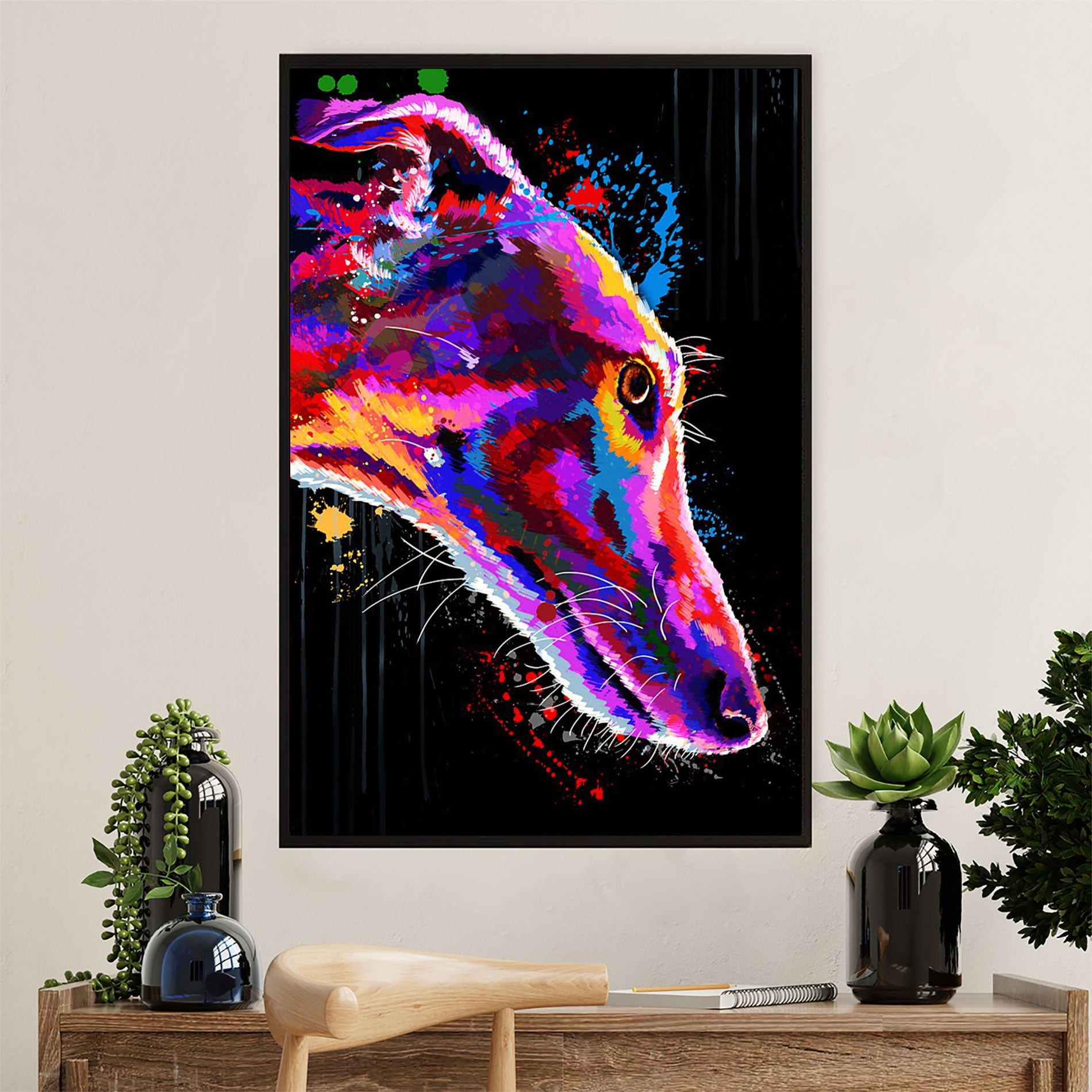 Greyhound Dog Canvas Prints | Watercolor Dog Art Painting | Wall Art Gift for Greyhound Puppies Lover