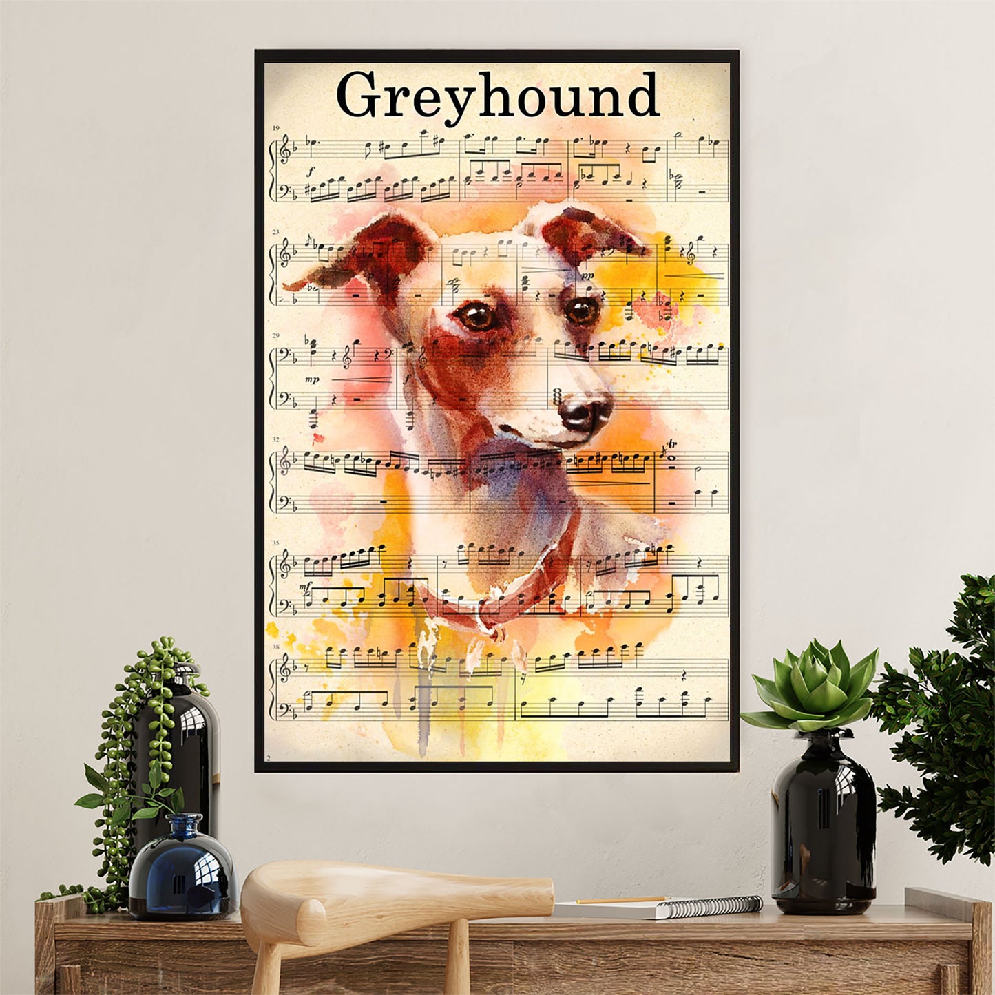 Greyhound Dog Canvas Prints | Greyhound Song Lyrics | Wall Art Gift for Greyhound Puppies Lover