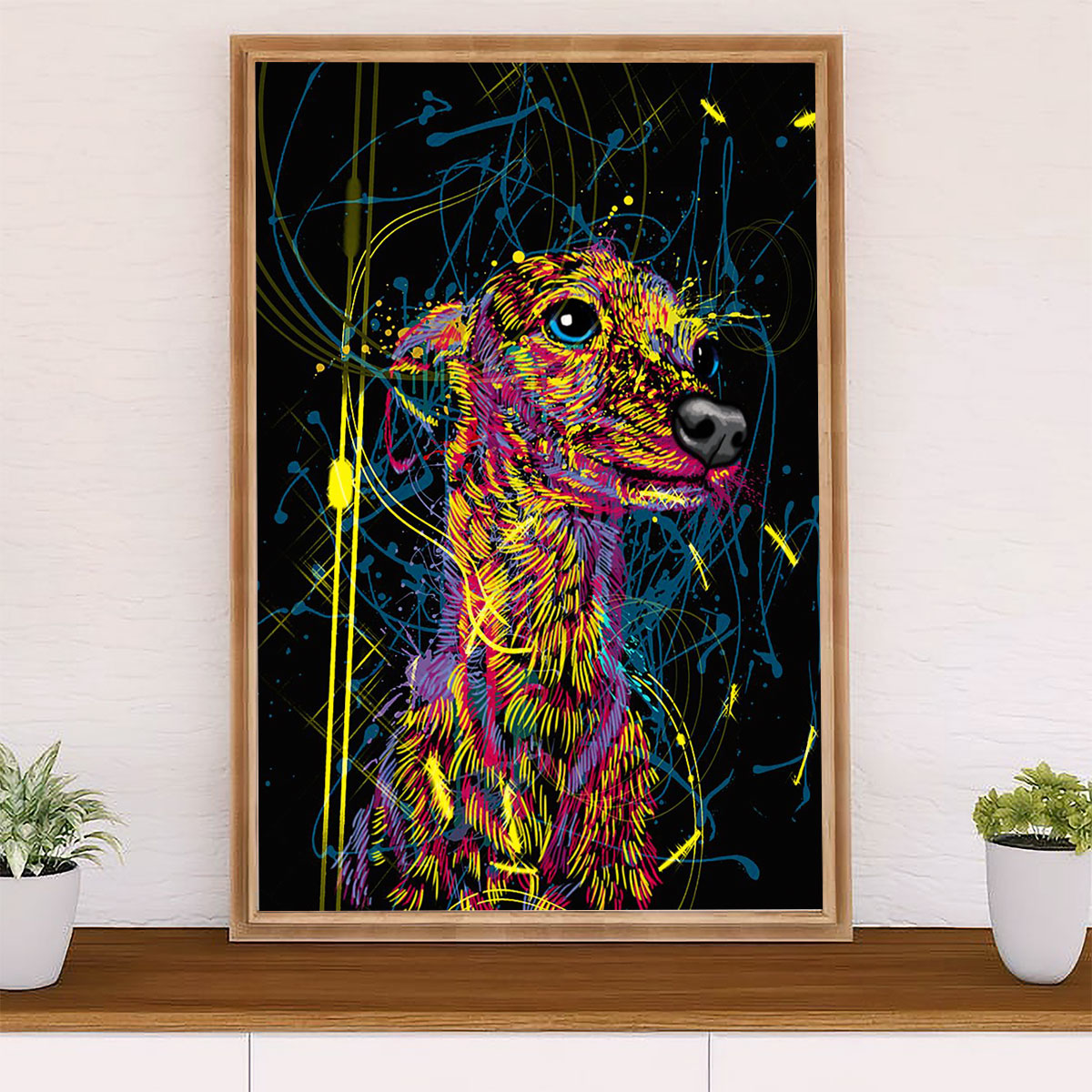 Greyhound Dog Canvas Prints | Colorful Dog Painting | Wall Art Gift for Greyhound Puppies Lover