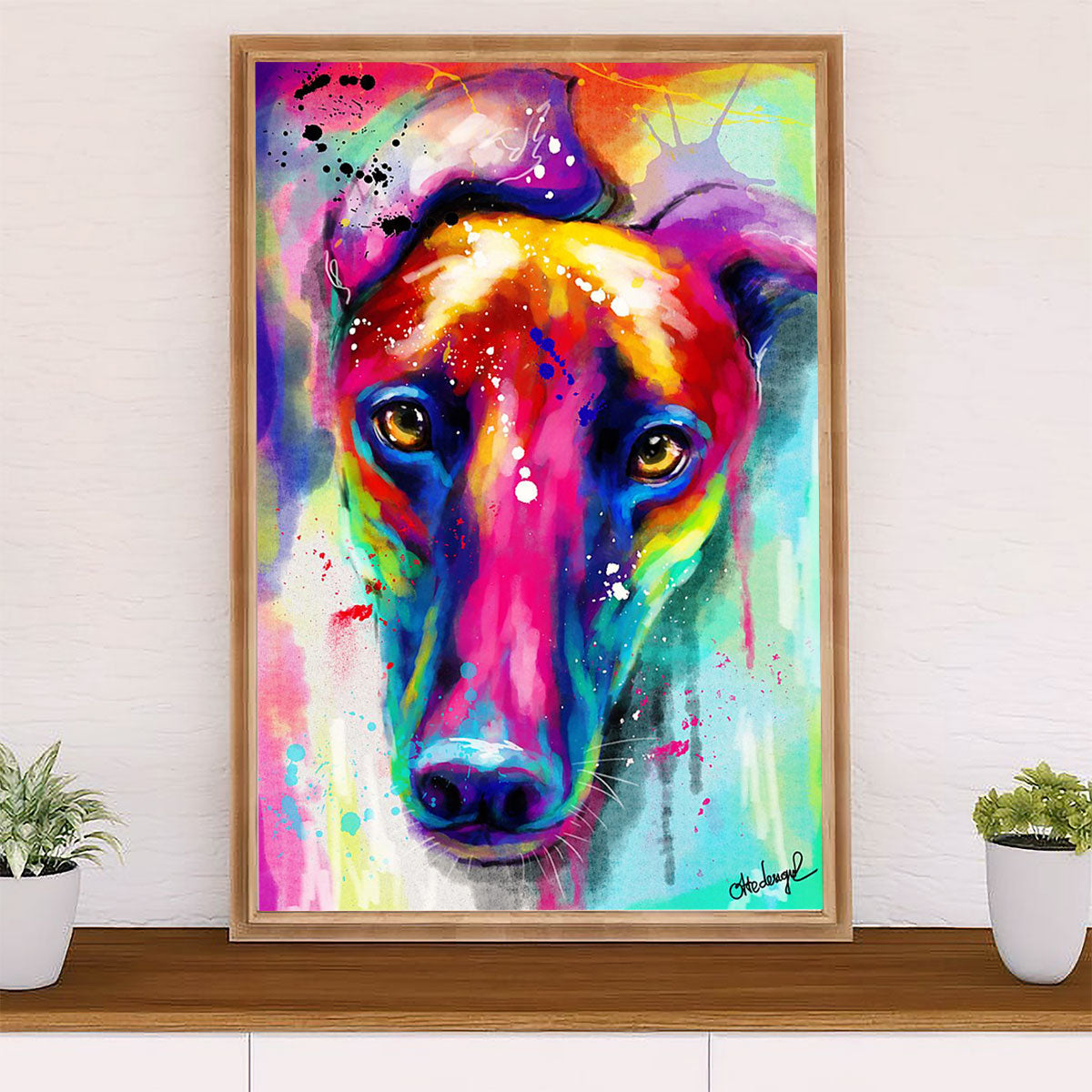 Greyhound Dog Canvas Prints | Watercolor Dog Painting | Wall Art Gift for Greyhound Puppies Lover