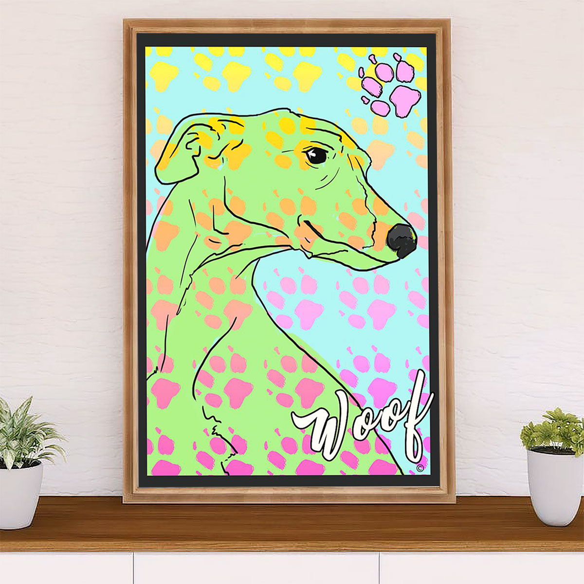 Greyhound Dog Canvas Prints | Colorful Dog Painting | Wall Art Gift for Greyhound Puppies Lover