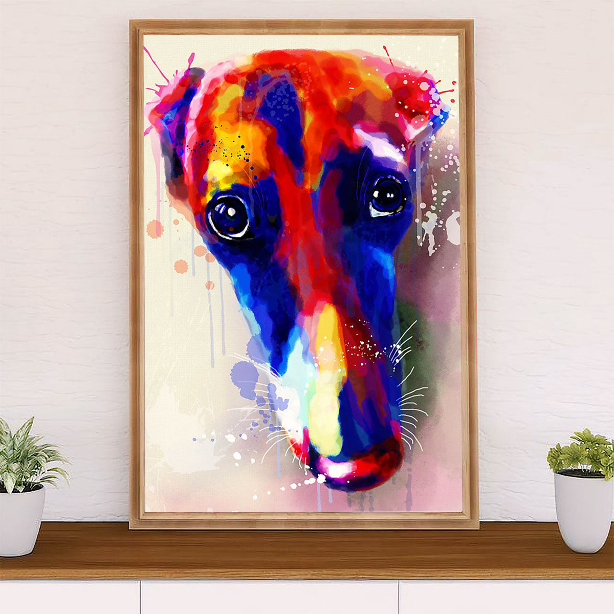 Greyhound Dog Canvas Prints | Watercolor Dog Painting | Wall Art Gift for Greyhound Puppies Lover