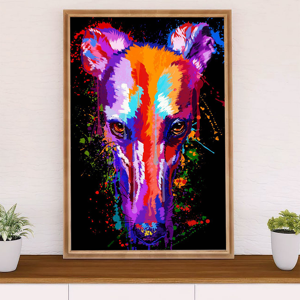 Greyhound Dog Canvas Prints | Watercolor Dog Painting | Wall Art Gift for Greyhound Puppies Lover