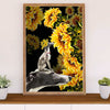 Greyhound Dog Poster Prints | Sunflower Dog Greyhound | Wall Art Gift for Greyhound Puppies Lover