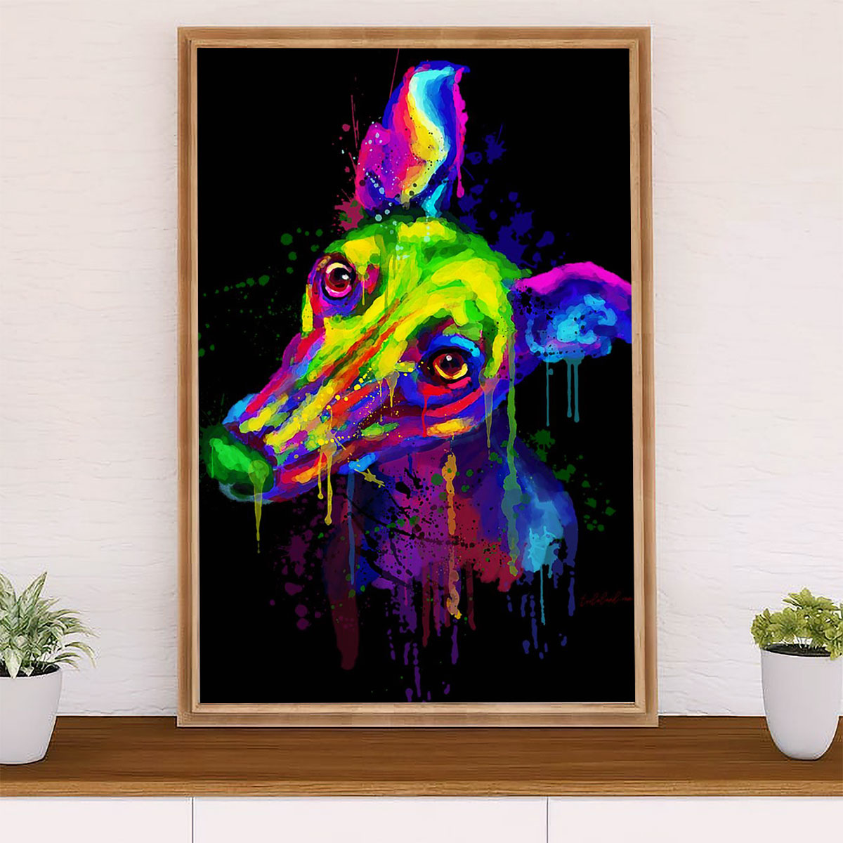 Greyhound Dog Canvas Prints | Watercolor Dog Art Painting | Wall Art Gift for Greyhound Puppies Lover