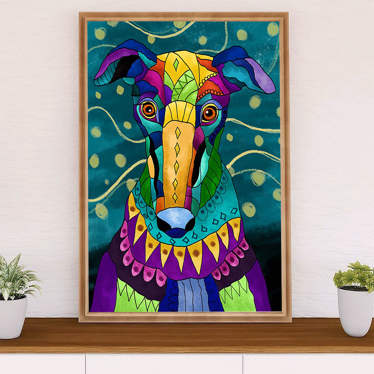 Greyhound Dog Canvas Prints | Watercolor Dog Art Painting | Wall Art Gift for Greyhound Puppies Lover