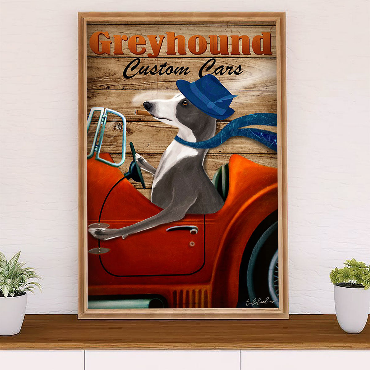 Greyhound Dog Canvas Prints | Greyhound Custom Cars | Wall Art Gift for Greyhound Puppies Lover