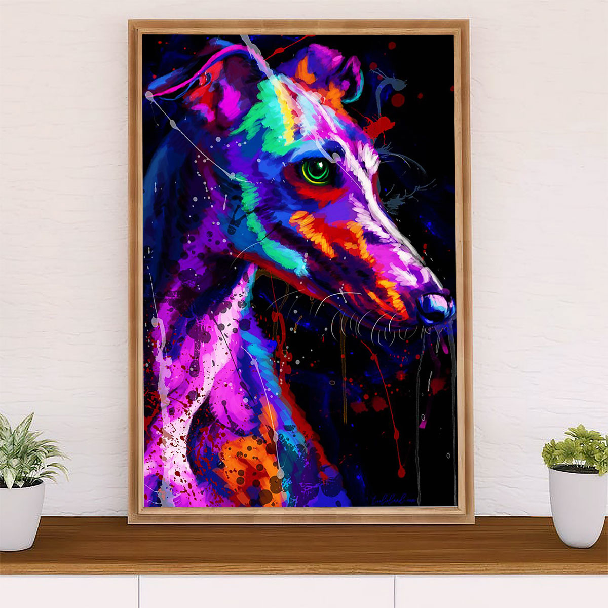 Greyhound Dog Canvas Prints | Watercolor Dog Greyhound | Wall Art Gift for Greyhound Puppies Lover